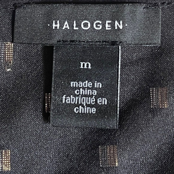 Halogen Nordstrom Gold Clipdot Sheer Sleeve Peplum Ruffle Blouse Size M NWT - Picture 9 of 10